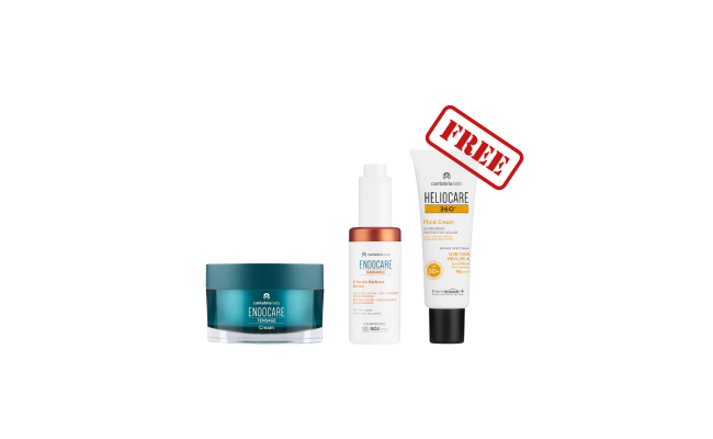 Endocare Radiance C Ferulic Edafence Serum  + Endocare Tensage Cream +  Free Heliocare 360 Fluid Cream SPF 50+ احصل على واقي شمس مجانا من هيليوكير